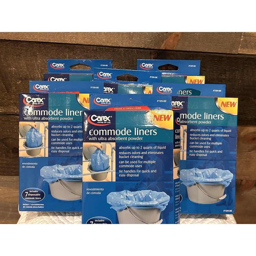 Carex‎ Commode Liners Holds 2 Quarts Liquid, 6 Packs of 7 liners, 42 Count
